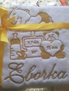 Машинная вышивка на махровом полотенце - детская метрика